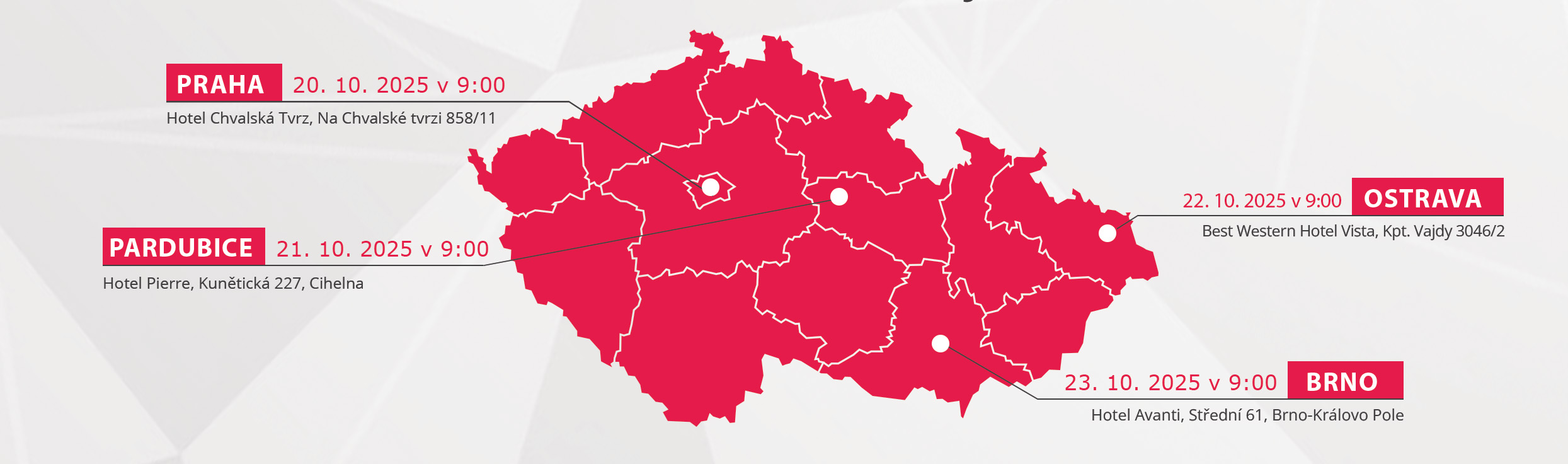 města - zastávky 3gon touru 2025